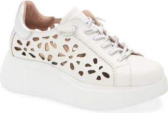 Wonders Perforated Leather Sneaker in Off White/Plata at Nordstrom, Size 9.5-10Us