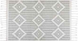 Beliani Alfombra Blanco Gris 140 X 200 Cm Material Sint&eacute;tico Hecho A Mano Borlas Tabiat