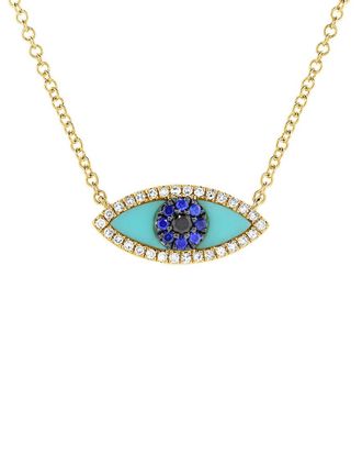 Sabrina Designs 14K 0.15 Ct. Tw. Diamond & Gemstone Evil Eye Necklace