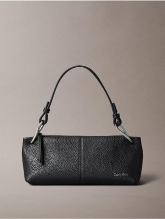 Calvin Klein Womens Slouchy Leather Small Convertible Bag - Black
