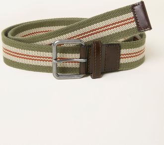 Fat Face FatFace Finn Khaki Green Stripe Webbing Belt