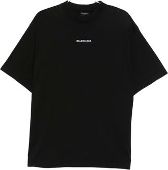 Balenciaga T-shirt in cotone con stampa logo - Nero