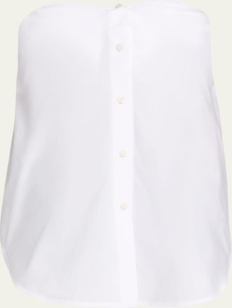 Brandon Maxwell Shea Strapless Button-Down Top