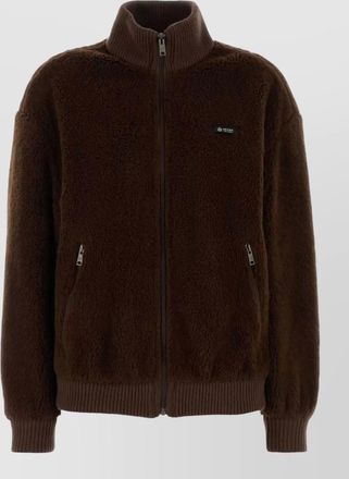 Prada pile bomber jacket high collar ribbed cuffs
