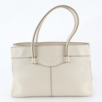 Tod's Ivory Leather Handbag Shoulder Bag Tote Bag (Pre-Owned)