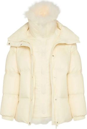 Yves Salomon Mid-Length Down Jacket - Dames - Winterjassen - Beige - S - Jassen
