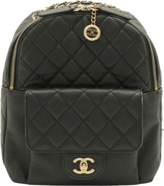 Chanel Pre-owned Vintage Rugzak - Dames - Vintage Rugzakken - Zwart - ONE Size - Leer - Vintage