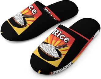 Generic Rice Cotton Slippers for Men Memory Foam House Slippers Soft Anti-skid Sole Indoor Outdoor Shoes