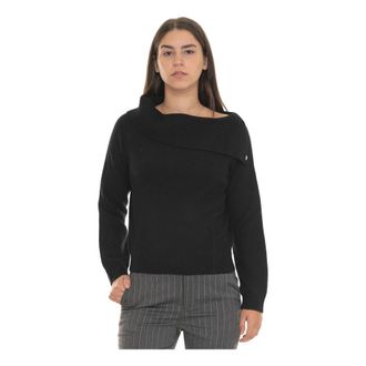 Liu Jo Stijlvolle Gebreide Trui voor Vrouwen - Dames - Ronde hals truien - Zwart - 2XS - Truien & Vesten