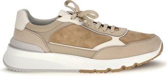 Brunello Cucinelli Beige Calf Leather Bos Taurus Low Top Mens Sneakers