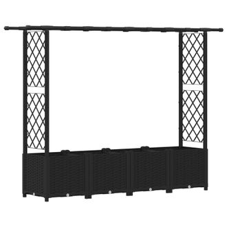 vidaXL Cama Elevada Con Trellis Y Techo Negro 203 X 40 X 138 Cm Pp Vidaxl