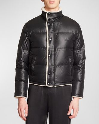 Saint Laurent Mens Faux Shearling Puffer Jacket