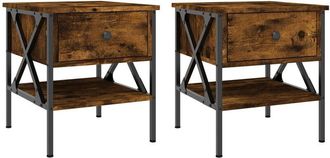 vidaXL Vidaxl - Bedside Tables 2 pcs Smoked Oak 40x42x45 cm Engineered Wood