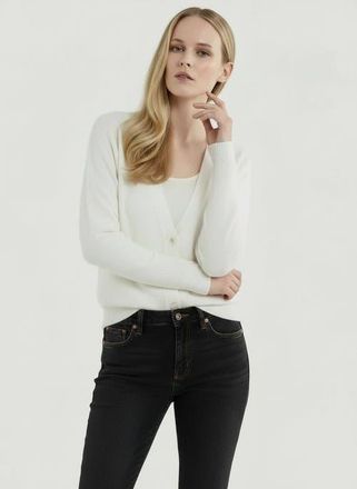 Majestic Filatures Cashmere V-Neck Cardigan in Milk at Nordstrom, Size 3