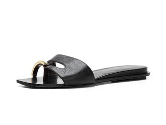 Tory Burch Pierced Slides Womens Sandals Perfect Black/Gold : 10.5 M, Leather