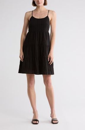 Wishlist Smocked Cotton Babydoll Dress in Black at Nordstrom Rack, Size X-Large