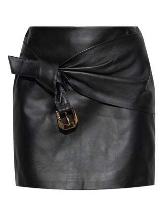 Versace Leather Mini Skirt With Buckle