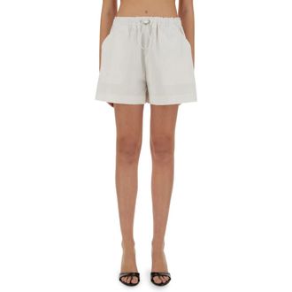 Moschino Rubberised-Logo Shorts - Dames - Bermuda - Wit - S - Katoen - Korte Broeken
