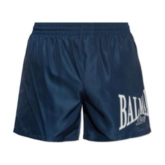 Balmain Beachwear, male, Blue, Size: 2XL Printed Swim Shorts