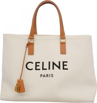 Celine Beige Canvas Tote Bag (Pre-Owned)