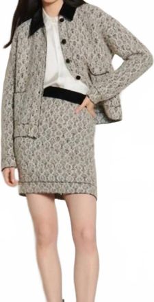 Sandro Short Lurex Jacquard Knit Skirt In Grey