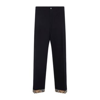 Burberry Navy Blue Cotton Griffin Pants-Uomo