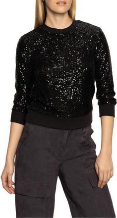 Sanctuary Relaxed Sparkle Knit Top in Black at Nordstrom Rack, Size Xx-Small P