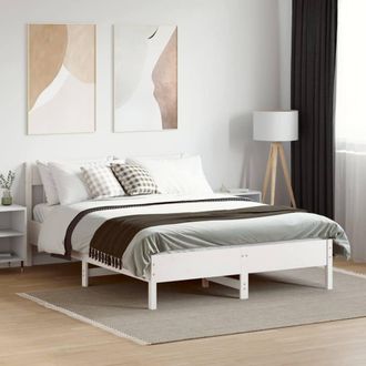 Berkfield Home Beautiful Bed Frame without Mattress White 140x190 cm Solid Wood Pine