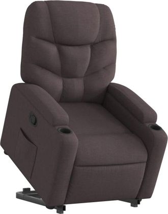 vidaXL Vidaxl - Sillón reclinable elevable tela marrón oscuro