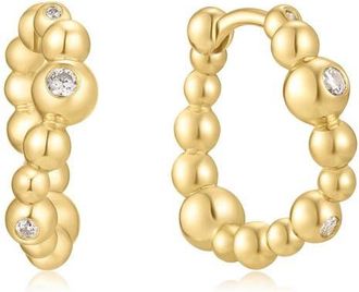Ania Haie Beaded Huggie Hoop Earrings in Shiny Gold at Nordstrom