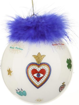 KASANOVA Pallina Natale cuore blu 10 cm Good Luck