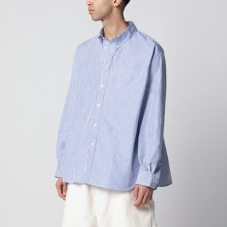 Willy Chavarria Camicia button-down a righe bianca/azzurra