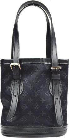 Louis Vuitton Bucket Bag Monogram Satin Black Satin Handbag (Pre-Owned)