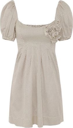 Elisabetta Franchi Korte Jurk met Zijzakken - Dames - Korte kleedjes - Beige - M - Katoen - Kleedjes