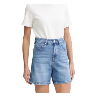 Marc O'Polo Korte Broeken, Dames, Blauw, W27, Denim, Denim Shorts met Hoge Taille