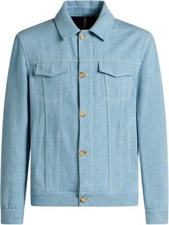 Kiton Cotton Jacket - Heren - Spijkerjassen - Blauw - L - Katoen - Jassen