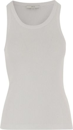 Vince Geribbelde Tanktop met Scoop-Hals - Dames - Tops zonder mouwen - Wit - M - Katoen - Tops