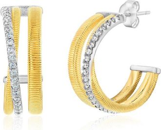 Suzy Levian Suzy Levian Golden Helix Silver Cz Huggie Earrings