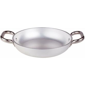 Pentole Agnelli Pentole Agnelli Linea Alluminio 5 mm Tegame Radiante con Due Maniglie Inox, Argento, 24 cm