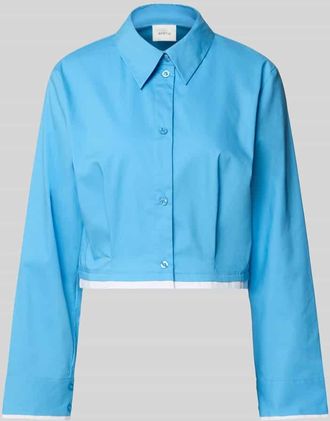 Gestuz Cropped Hemdbluse mit gelegten Falten Modell Zopy in Hellblau, Gr&ouml;&szlig;e 34