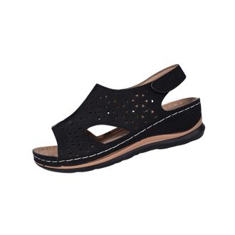 Generic Ladeis Wedge Sandals Breathable Casual Summer Sandal Solid Color Stylish Lightweight Slingback Comfortable Orthopedic Sandals with Strap Beach Outdoor