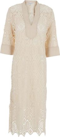 Miss June Baley Long Dress - Dames - Casual kleedjes - Beige - M/L - Katoen - Kleedjes