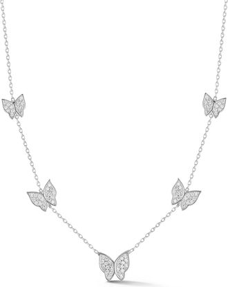 Glaze Jewelry Sterling Silver Butterfly Station Necklace