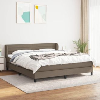 vidaXL Cama Box Spring Con Colch&oacute;n Tela Gris Taupe 180x200 Cm Vidaxl