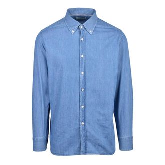 Tintoria Mattei Denim Overhemd - Heren - Spijkeroverhemden - Blauw - 3XL - Denim - Overhemden
