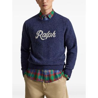 Ralph Lauren Wool-Cashmere Intarsia Logo Sweater - Navy