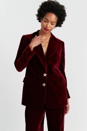 Chinti and Parker Claret Laura Whitmore Velvet Jacket