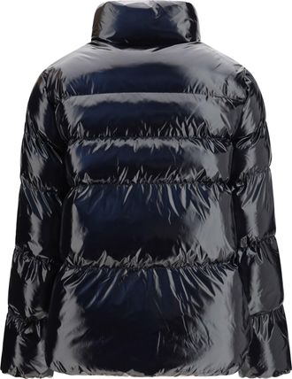 Pinko Womens Glossy Quilted Puffer Jacket Nero Limousine Down Coat