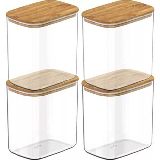 Ou Clear Stackable Airtight Food Storage Container Set with Wood Lid 8 Piece at Nordstrom