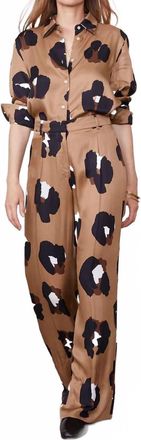 Officine Générale Gracella Italia Vi Leo Print Pants In Toffee/black/brown/white